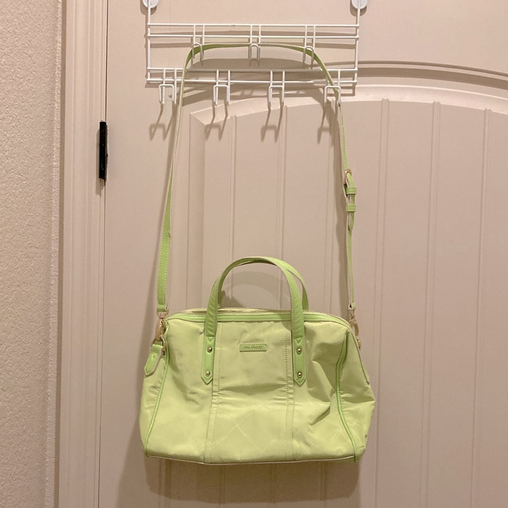 Vera Bradley Green Handbag Cross Body Zip Closure Adjustable Strap Hidden Pocket
